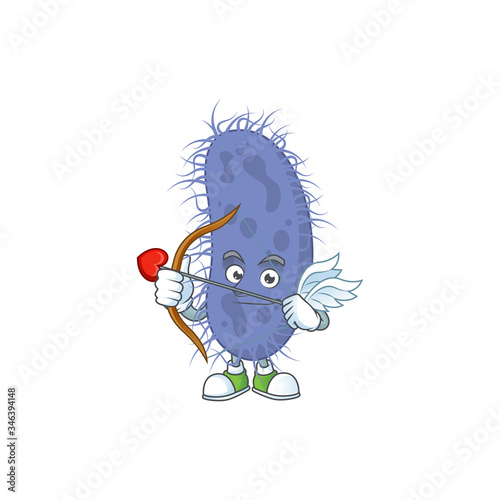 Charming picture of salmonella typhi Cupid mascot design concept with arrow and wings