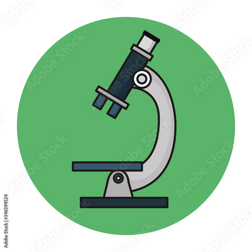 microscope of laboratory in frame circular vector illustration design