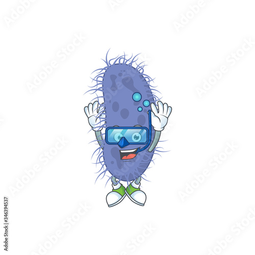Mascot design concept of salmonella typhi wearing Diving glasses