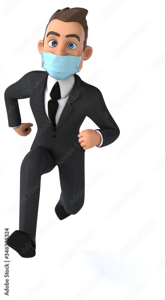 3D illustration of a cartoon character with a mask