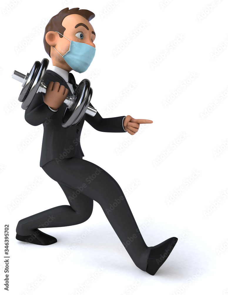 3D illustration of a cartoon character with a mask 3D illustration of a cartoon character with a mask