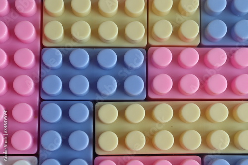Mixed colored bricks assembled properly
