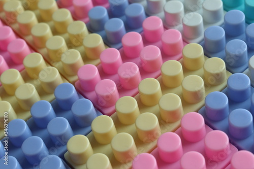 Mixed colored bricks assembled properly