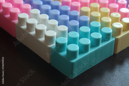 Mixed colored bricks assembled properly