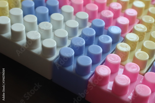 Mixed colored bricks assembled properly