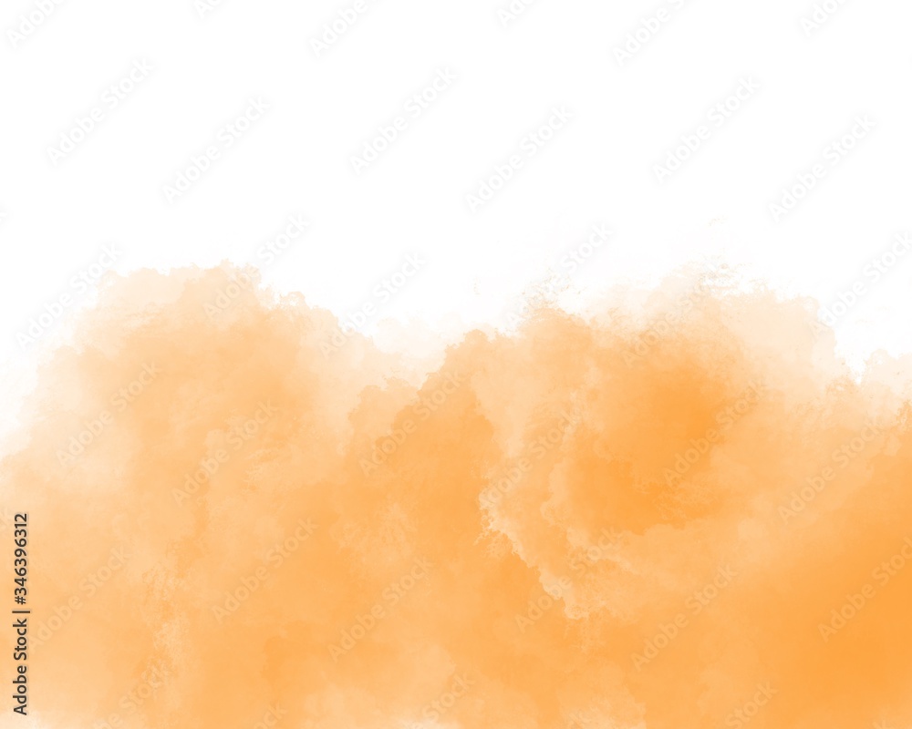 Abstract orange watercolor splashing background.color shades by hand pained on the paper
