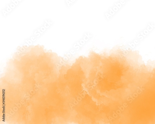 Abstract orange watercolor splashing background.color shades by hand pained on the paper
