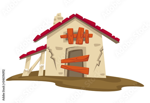 Abandoned construction in rural area, shed or barn