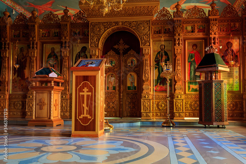 Fototapeta Interior of the small orthodox church