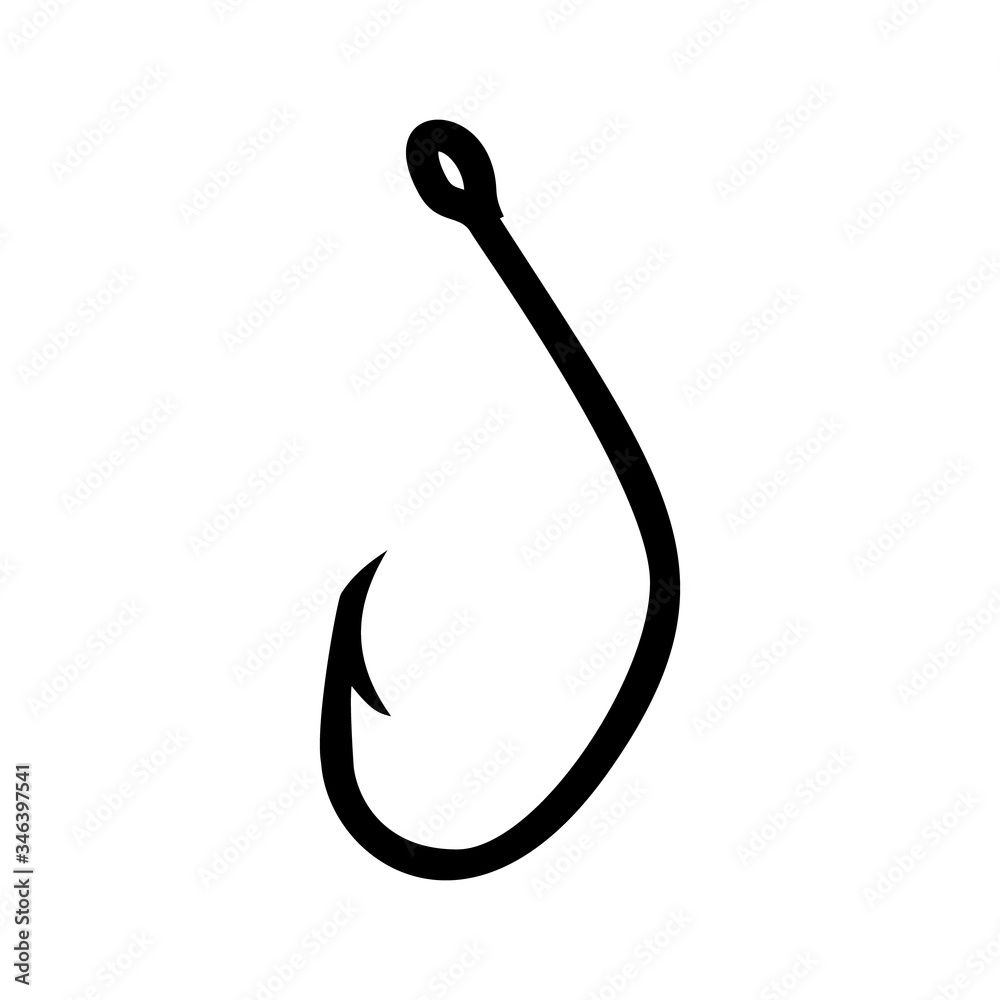 Illustration of fishing hook. Design element for logo, label, sign, poster, t shirt. Vector illustration