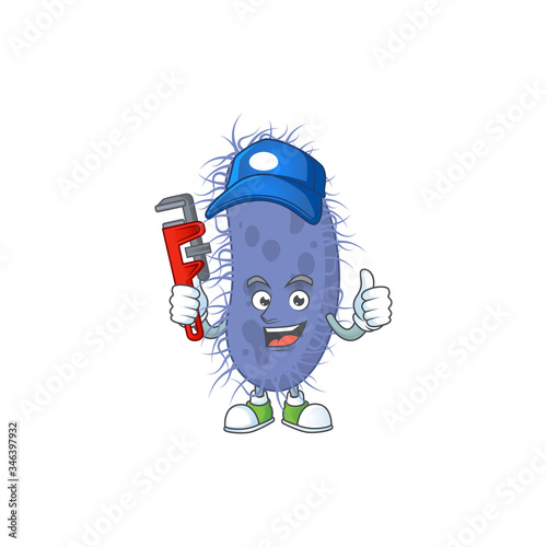 Mascot design concept of salmonella typhi work as smart Plumber