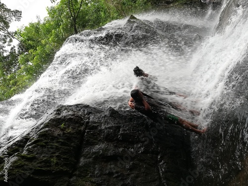 man on the waterfall