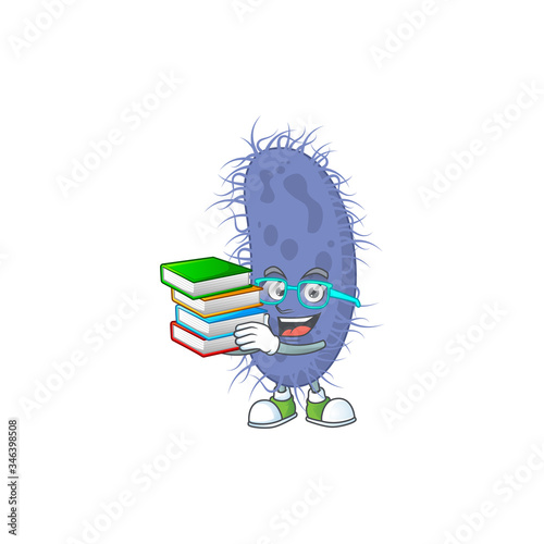 A mascot design of salmonella typhi student character with book
