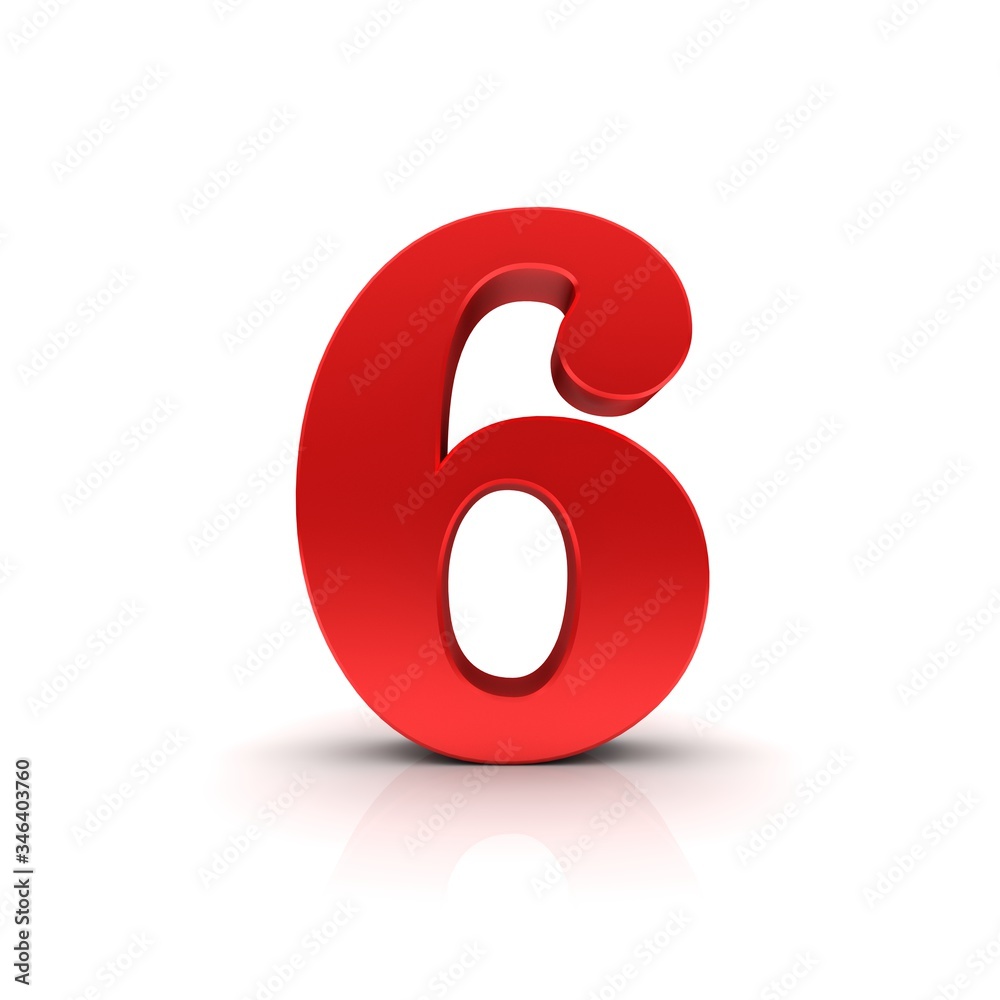 6 number six red sign 3d 6 number six red sign 3d