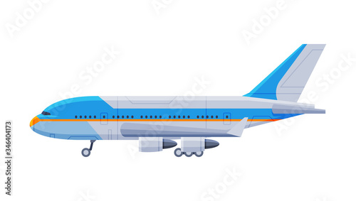 Aiplane Luxury Business Transportation, Side View, Government or Presidential Vehicle Flat Vector Illustration