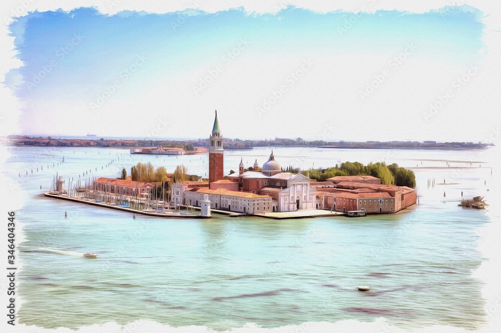 Venice. Island. Imitation of a picture. Oil paint. Illustration Venice. Island. Imitation of a picture. Oil paint. Illustration