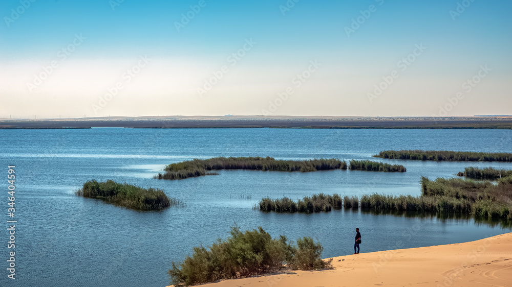 The Yellow Lake in the Desert of the Kingdom of Saudi Arabia