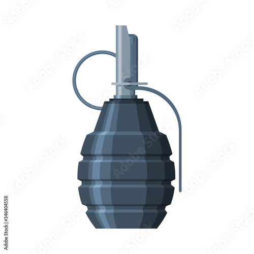 Combat Lemon Shaped Hand Grenade, Vintage Military Army Weapon Flat Vector Illustration