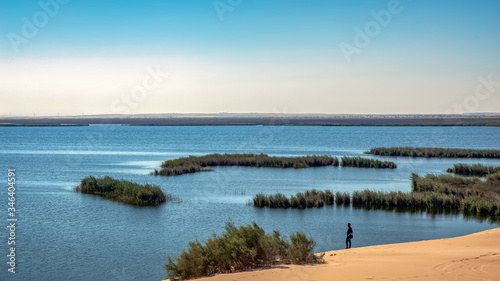 The Yellow Lake in the Desert of the Kingdom of Saudi Arabia