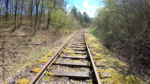 abandoned railways in slow motion, Poland Kolbudy in april photo