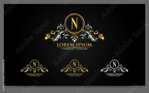 Luxury alphabets logo with golden badges design template. Signs  symbol illustration