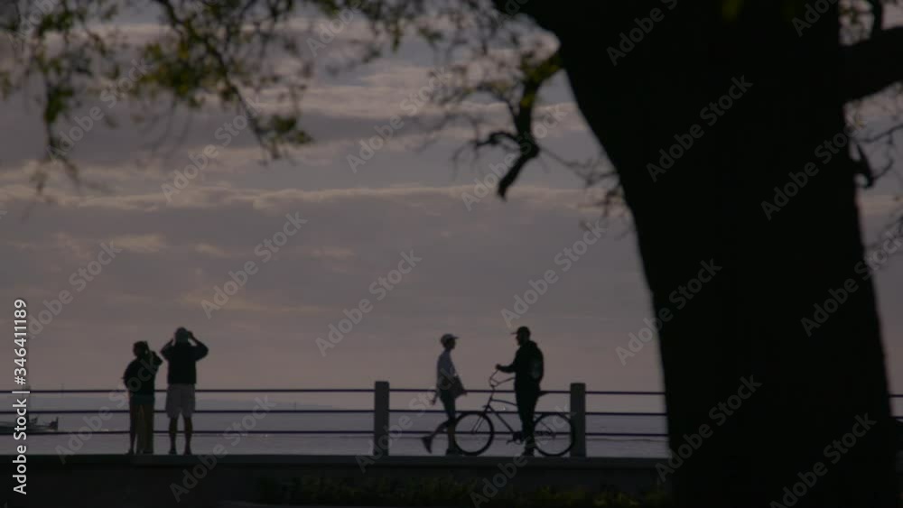 People silhouetted against morning sky at Battery Park, Charleston, South Carolina People silhouetted against morning sky at Battery Park, Charleston, South Carolina