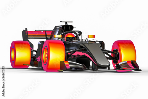 3D render image representing a race car with infrared tires that can be used in simulation  © Mlke