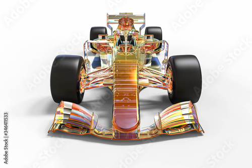 3D render image representing an x-ray of a race car