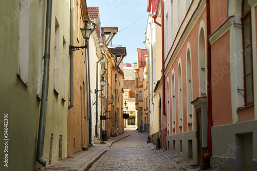 architecture and urban concept - empty street of Tallinn city old town