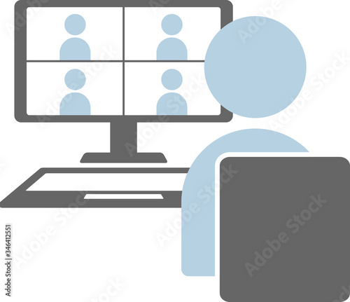 テレワーク　web会議　アイコン　イラスト photo