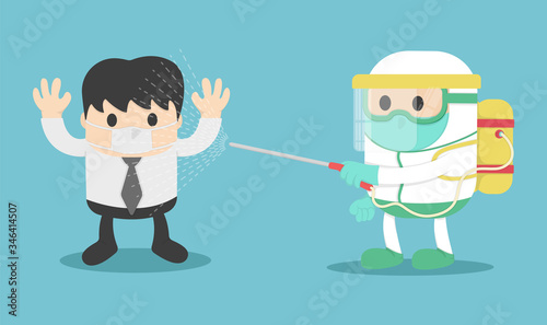 illustration fight covid-19 Coronavirus infected patient in quarantine control experts make coronavirus disease treatment