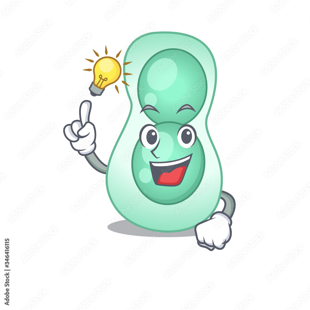 Mascot character design of serratia marcescens with has an idea smart gesture