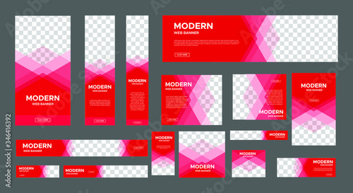set of creative web banners of standard size with a place for photos. Vertical, horizontal and square template. vector illustration