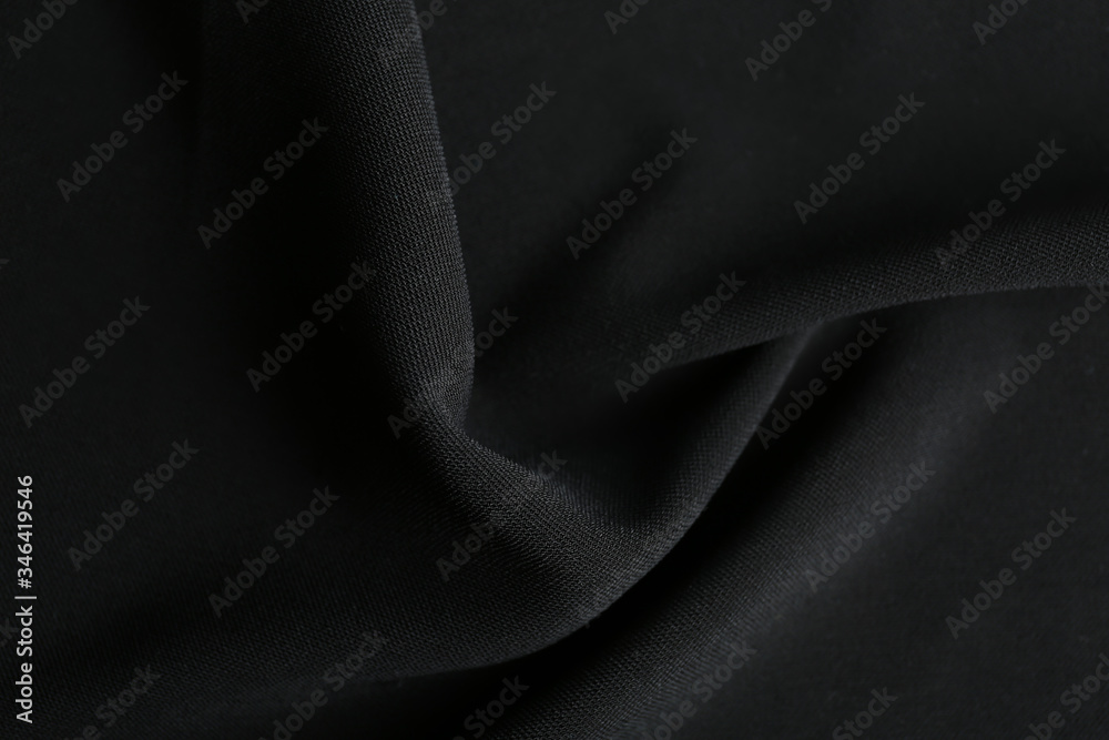 Fototapeta premium Texture of beautiful black fabric as background, closeup