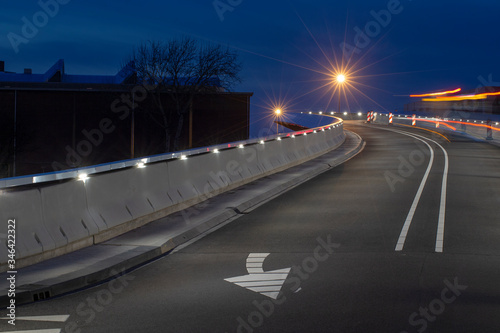 Buslane Zwolle Netherlands at night. Twilight photo