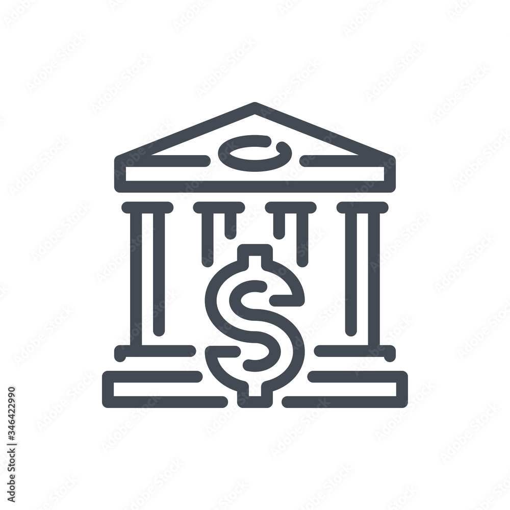 Bank line icon. Bank Building vector outline sign. Bank line icon. Bank Building vector outline sign.