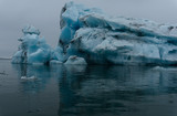 Iceberg formations floating on the surface of Jokulsarlon lagoon in iceland