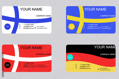 set of business cards in the form of flags of the countries of the European Union.