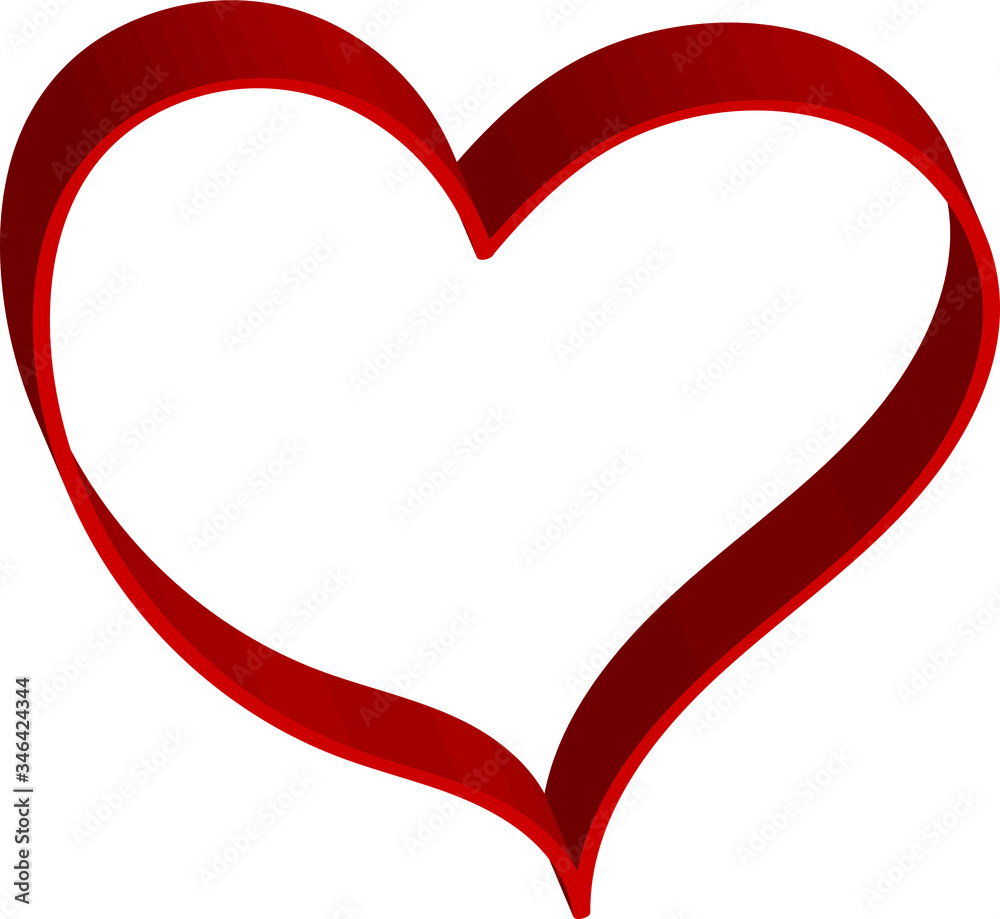 3 d red heart - outline drawing for an emblem or logo. Template for greeting card for Valentine's Day. 3 d red heart - outline drawing for an emblem or logo. Template for greeting card for Valentine's Day.