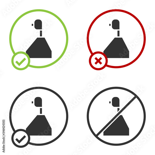 Black Gear shifter icon isolated on white background. Transmission icon. Circle button. Vector Illustration