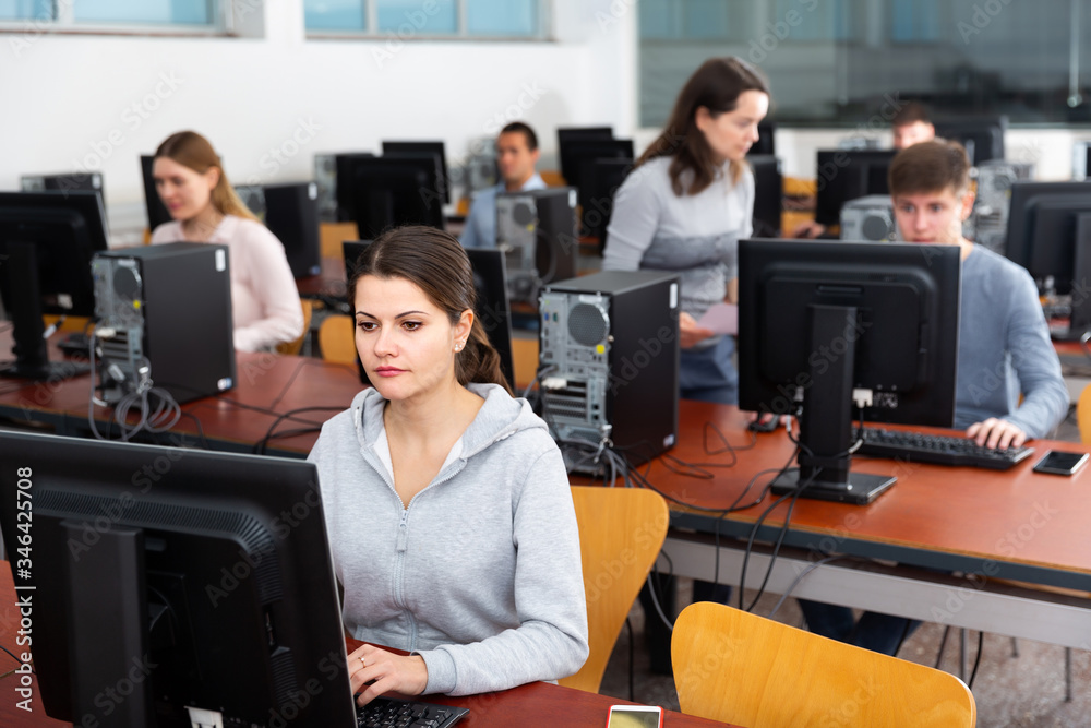 Fototapeta premium Computer science exam at the computer class