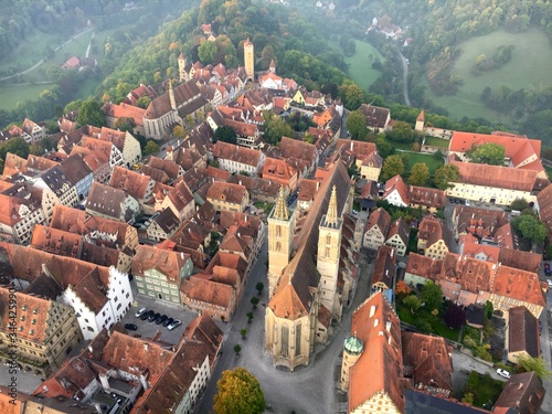 aerial view of the old town of Rothenburg ob der Tauber, Germany