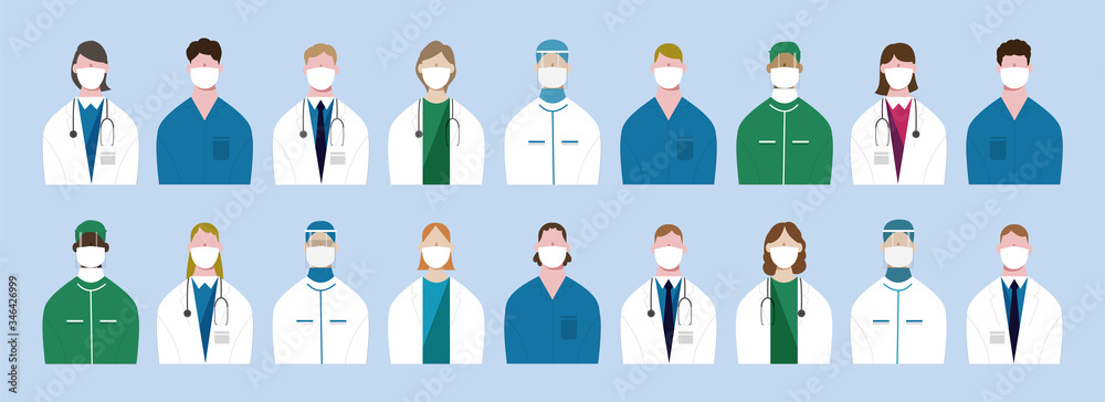 Doctor and nurse avatar design for Coronavirus prevention and Thank you healthcare heroes campaign. Vector illustration. Doctor and nurse avatar design for Coronavirus prevention and Thank you healthcare heroes campaign. Vector illustration.