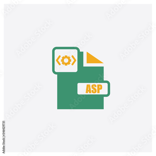 Asp concept 2 colored icon. Isolated orange and green Asp vector symbol design. Can be used for web and mobile UI/UX