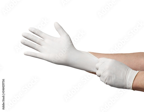 Fototapeta Naklejka Na Ścianę i Meble -  latex glove protective protection virus corona coronavirus disease epidemic medical health hygiene hand