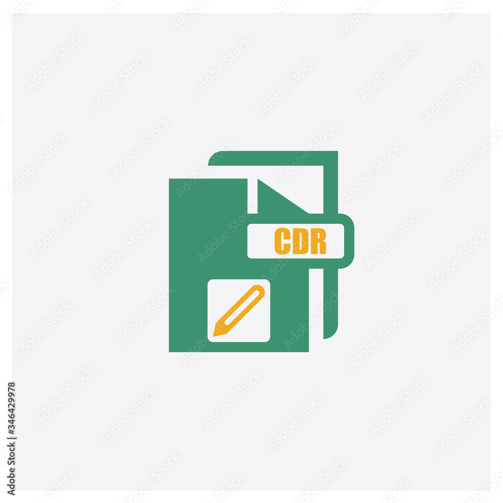 Cdr concept 2 colored icon. Isolated orange and green Cdr vector symbol design. Can be used for web and mobile UI/UX
