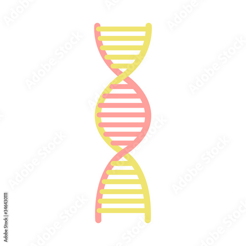 Cartoon DNA, genome molecule icon, genetic symbol, chromosome sign. Research of dna molecule concept. Flat. Cartoon. Vector stock illustration.