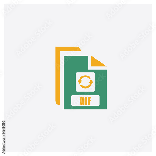 Gif concept 2 colored icon. Isolated orange and green Gif vector symbol design. Can be used for web and mobile UI/UX