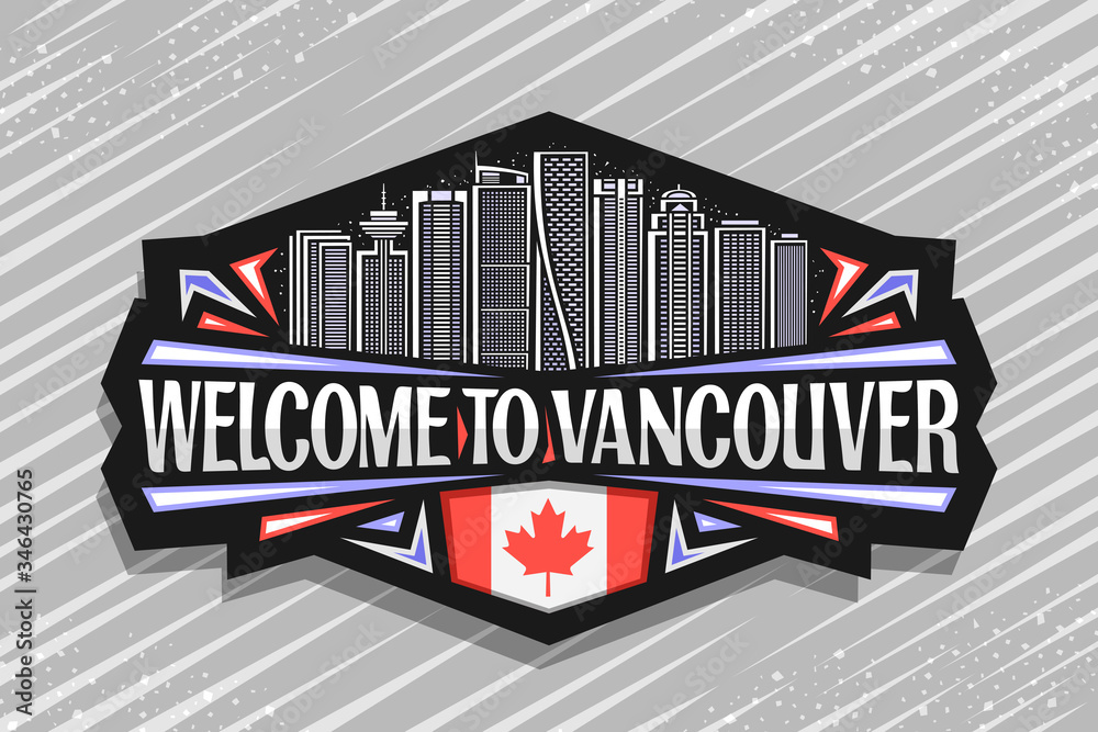 Vector logo for Vancouver, black decorative badge with line