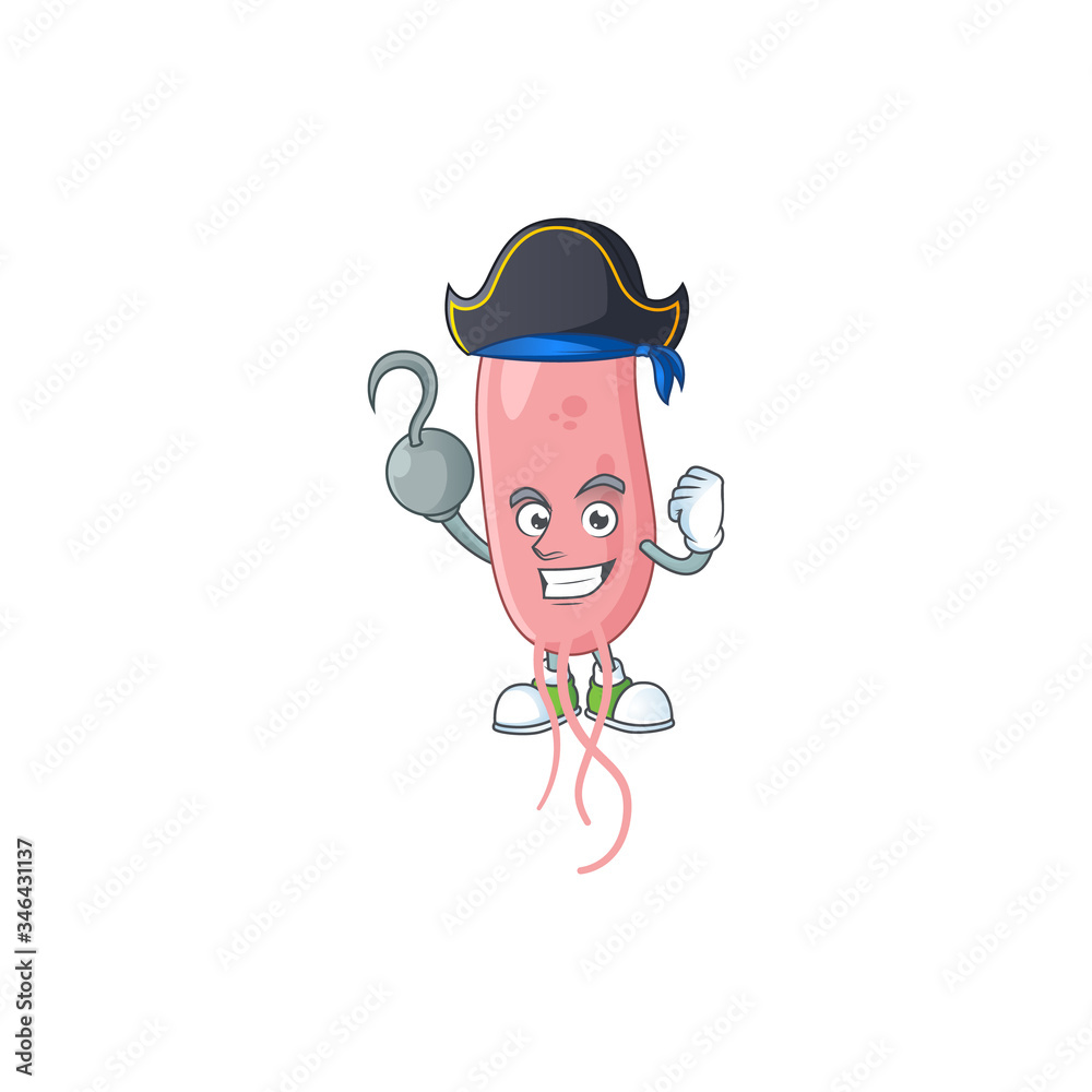 Cool pirate of vibrio cholerae cartoon design style with one hook hand